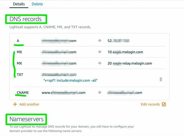 Amazon Lightsail DNS