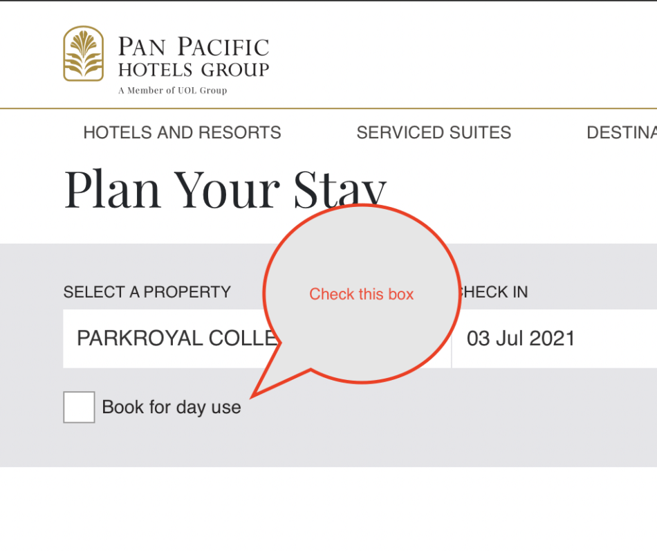 How to book a day stay at PARKROYAL COLLECTION Marina Bay