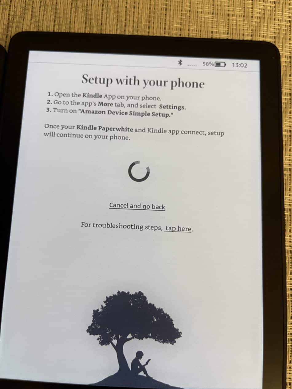 Setting up Kindle using iPhone