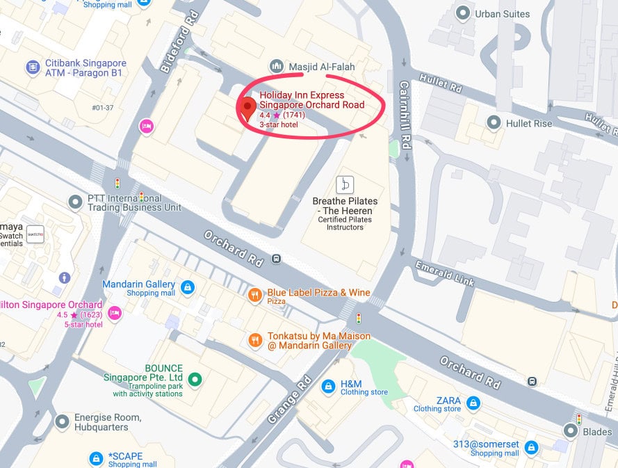 Holiday Inn Express Singapore Orchard Road Location Map