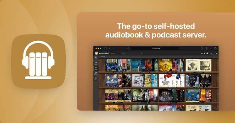 Audiobookshelf Self Hosted with Tailscale : Easily Does It 3 Audiobookshelf self-hosted server interface showing audiobook and podcast library.