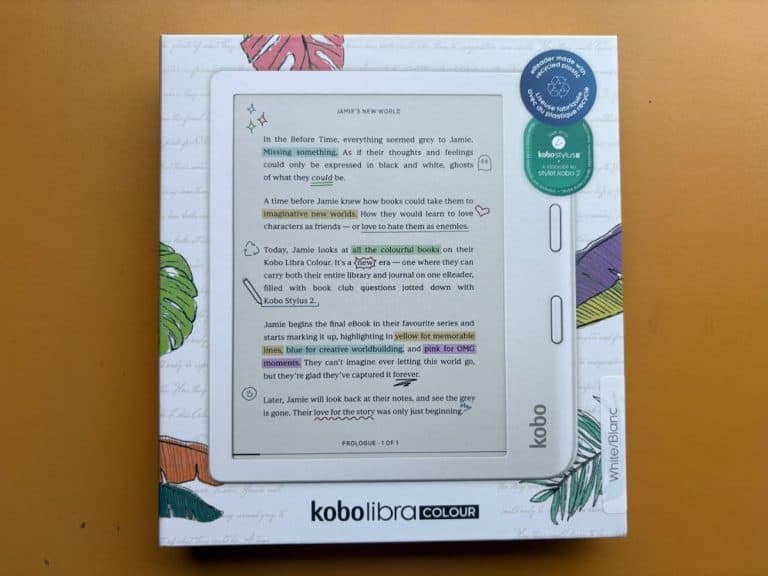 Kobo Libra Colour : Beautiful Colour eBook Reader 1 Kobo Libra Colour e-reader displaying a book excerpt, showcasing highlighting features.