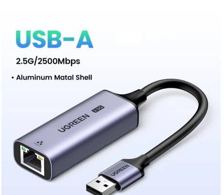 Upgrade Synology NAS with 2.5GbE 2 USB-A to 2.5GbE adapter for upgrading Synology NAS, featuring aluminum shell and 2.5G/2500Mbps speed