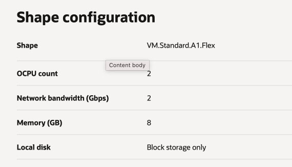 Pangolin on Oracle Cloud shape configuration: VM.Standard.A1.Flex, 2 OCPU, 2 Gbps network, 8 GB memory.