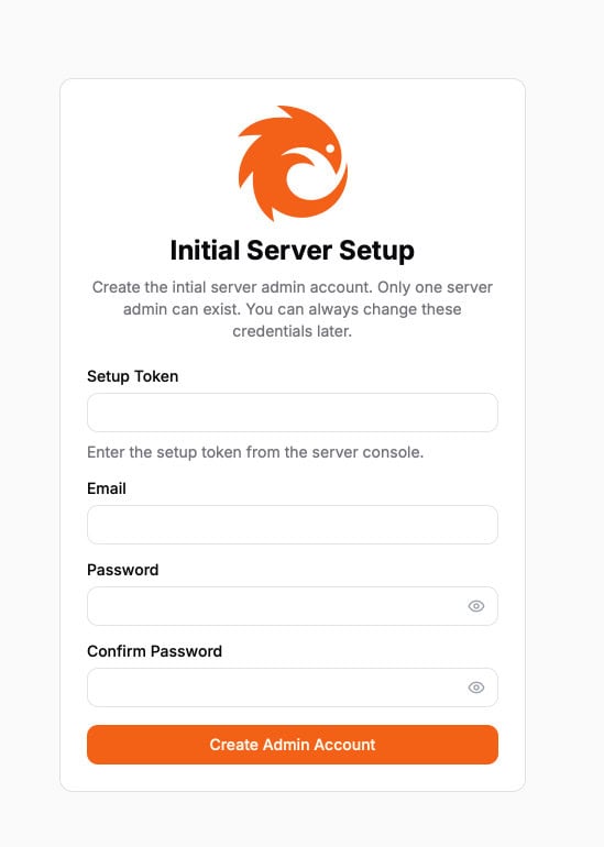 Pangolin on Oracle Cloud initial server setup screen requesting token, email, password.