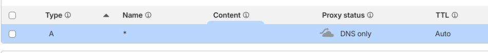 DNS settings showing an A record for installing Pangolin on Oracle Cloud.