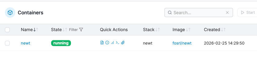 Pangolin on Oracle Cloud: Container list showing "newt" running with image "fosrl/newt".