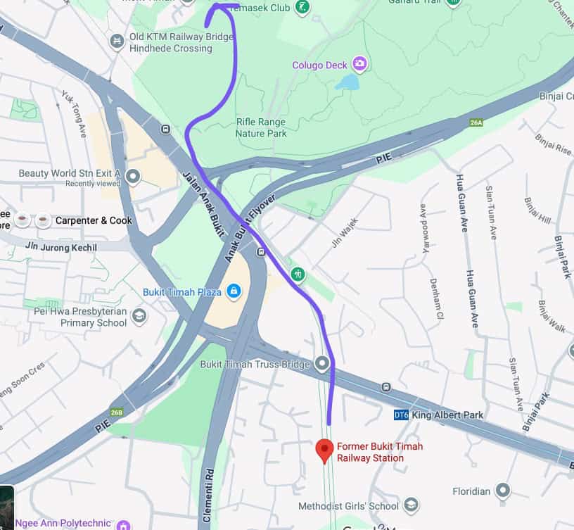 Bukit Timah Summit from Bukit Timah Railway Station : A Tiring Hike Up the Bukit Timah Hill 5 Map showing route from Former Bukit Timah Railway Station towards Bukit Timah Summit