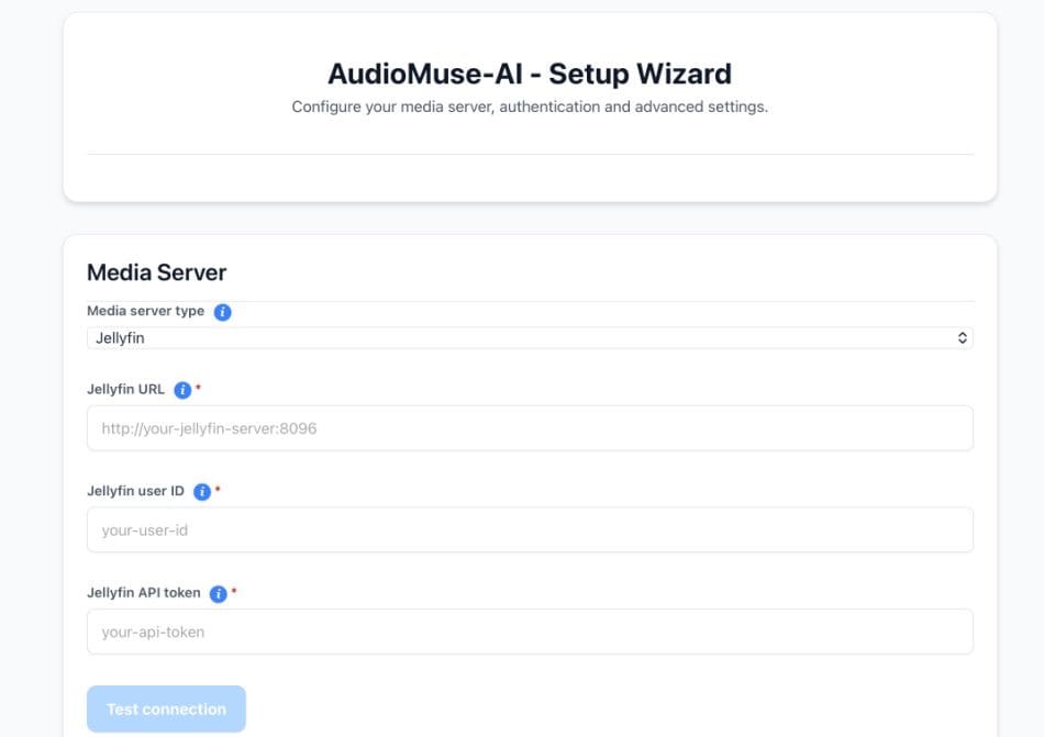Setting Up AudioMuse-AI for Plex: My 5-Day Setup Saga : Pain and All 4 AudioMuse-AI for Plex setup wizard: Jellyfin media server configuration