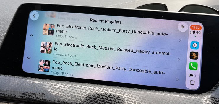 Setting Up AudioMuse-AI for Plex: My 5-Day Setup Saga : Pain and All 22 AudioMuse-AI for Plex: Car display shows recent playlists.