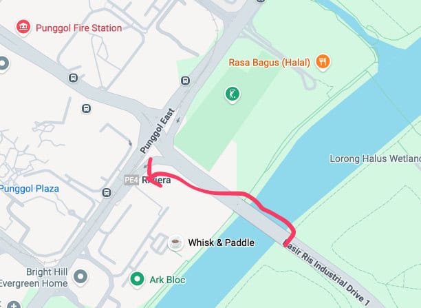Buangkok Forest and Sungei Serangoon Park Connector : A loop of two contrasts 56 Map showing route from Punggol East to Pasir Ris Industrial Drive 1, near Buangkok Forest